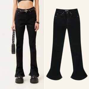 SMFK High Rise Compass Classic Horseshoe Flared Fairy Grunge Jeans Black